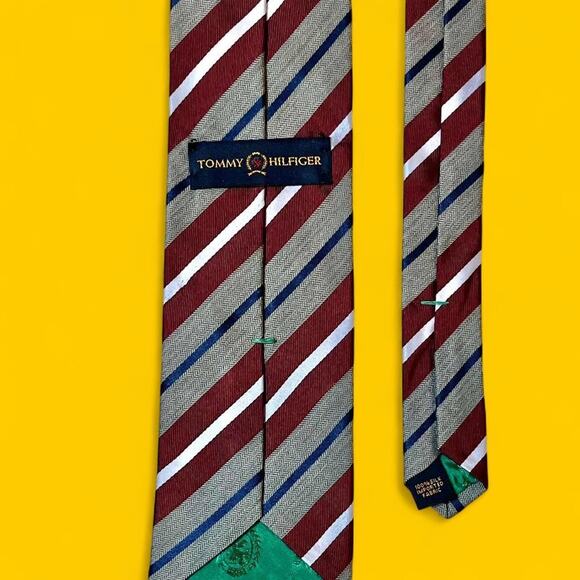 Tommy Hilfiger 100% Silk Striped Tie – Red/Navy/Grey – 3.75” Width - Picture 7 of 7